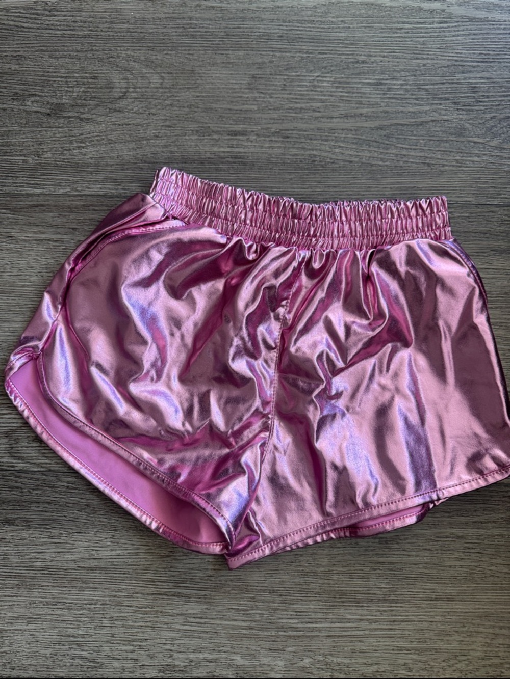 Pink Metallic Girls Athletic Shorts